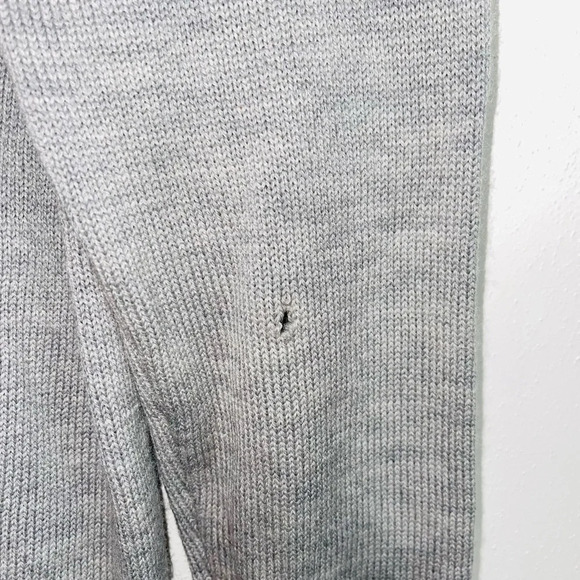 J. Crew Factory 100% Merino Wool Gray Faux Leather Pocket Sweater Small Women’s - Picture 7 of 13
